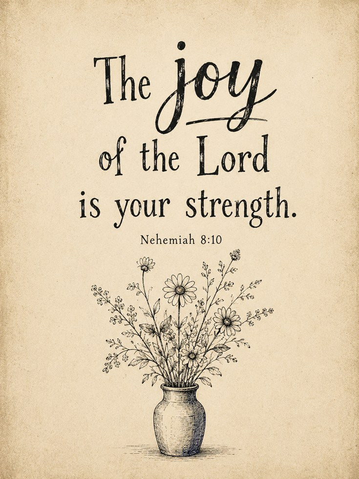 Nehemiah 8:10 Scripture Print - artwork on paper