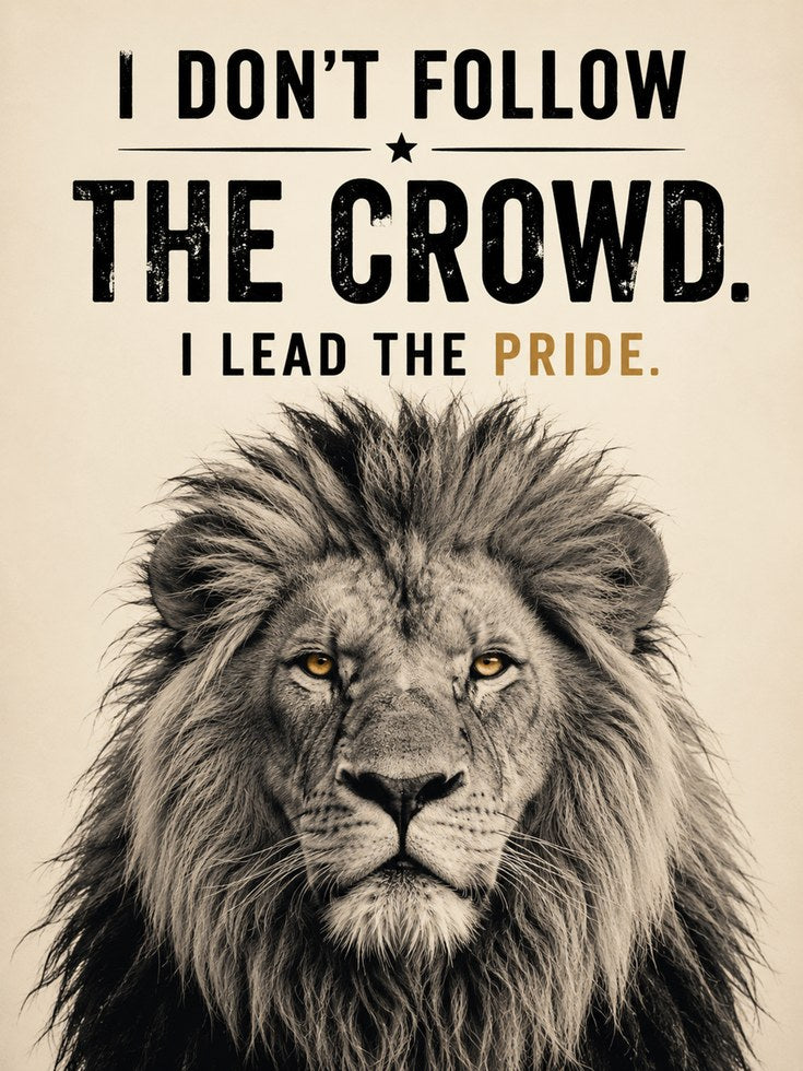 Lead The Pride Lion Poster: Motivational Typography Wall Art - artwork on paper