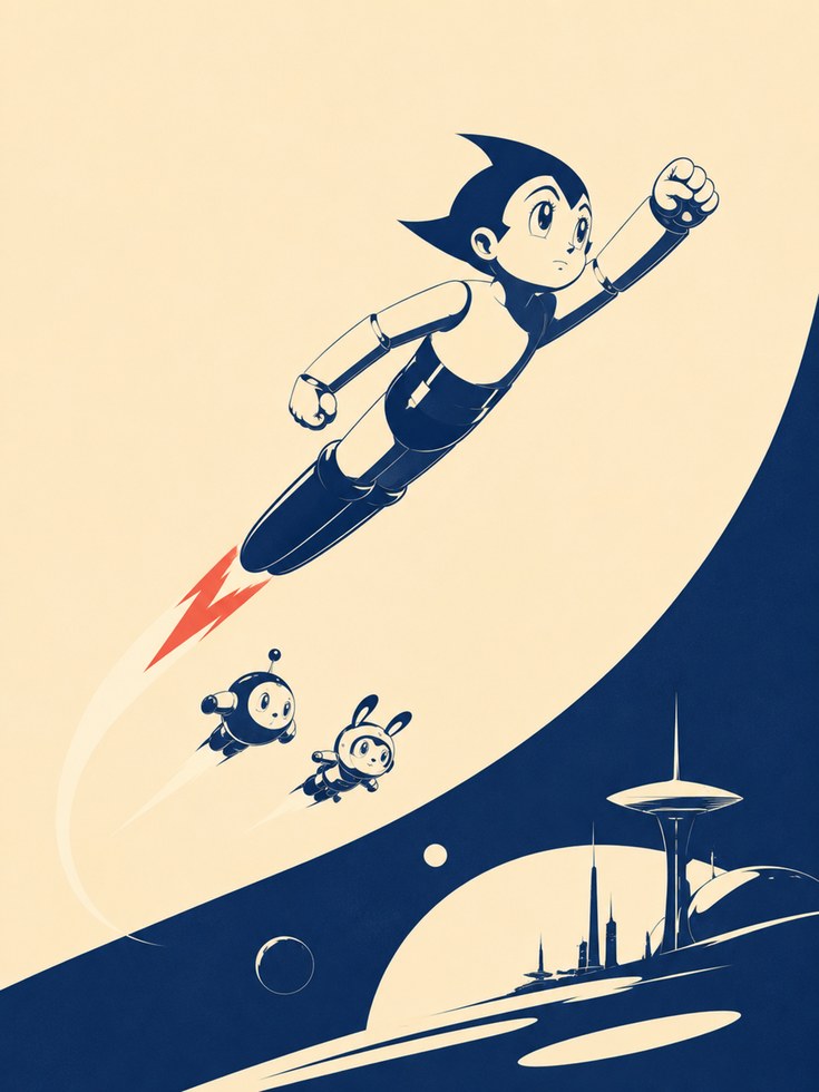 Retro Robot Poster – Vintage Sci Fi Wall Art - artwork on paper