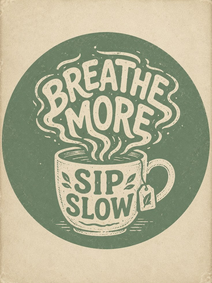 Tea Wall Art: Vintage Typography – Sage Green - artwork on paper