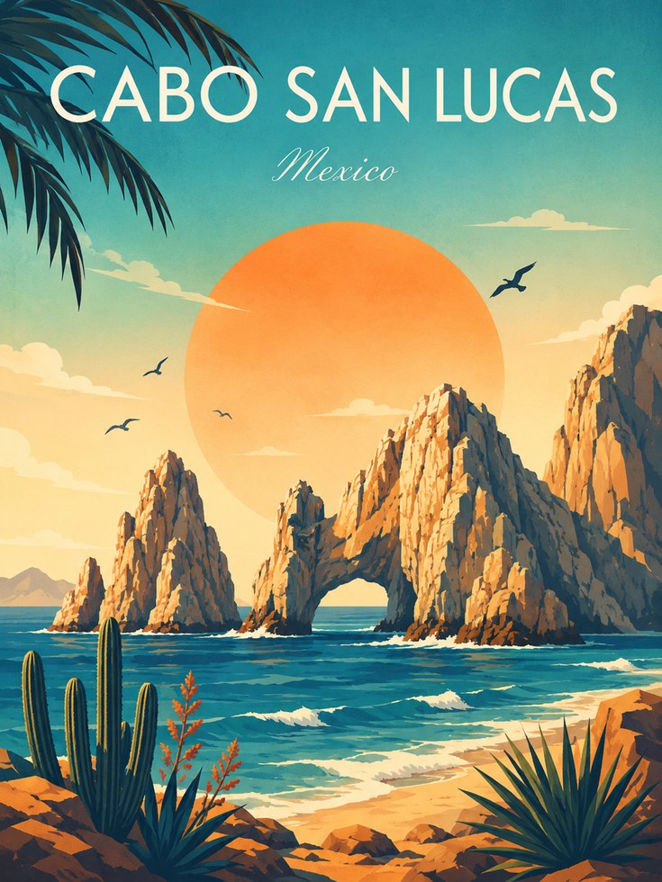 Cabo San Lucas Poster – Mexico Travel Print - artwork on paper