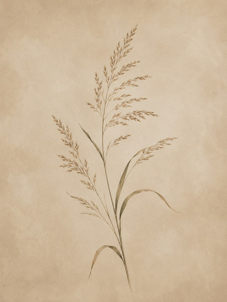 Botanical Grass Print — Delicate Pressed Plant Illustration - artwork on paper