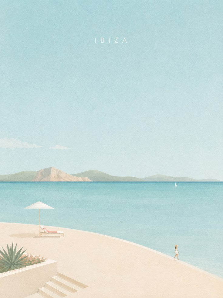 Ibiza Beach Poster: Minimalist Coastal Pastel Art Print - artwork on paper