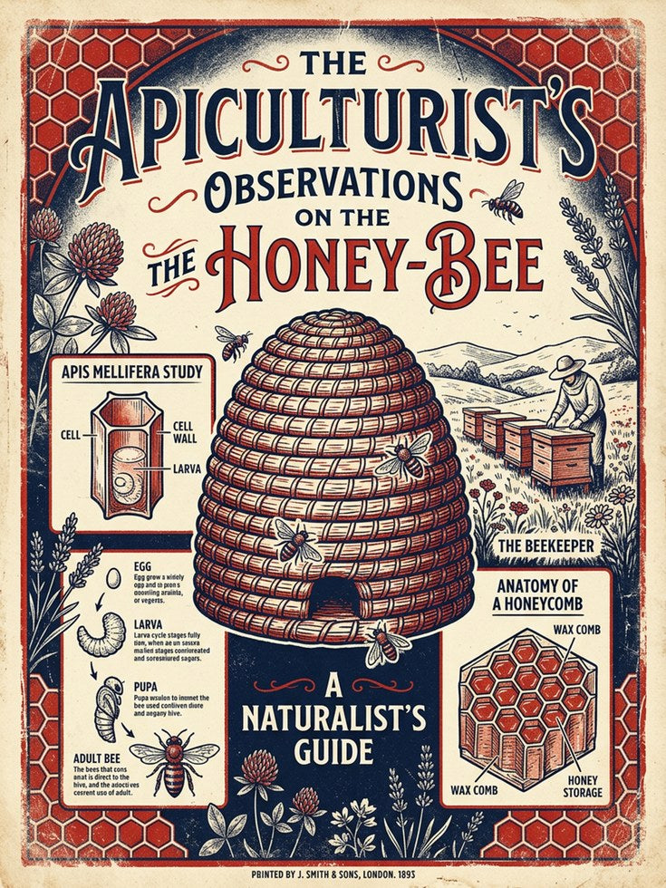 Vintage Beekeeping Poster: Apiculturist's Honey Bee Guide - artwork on paper