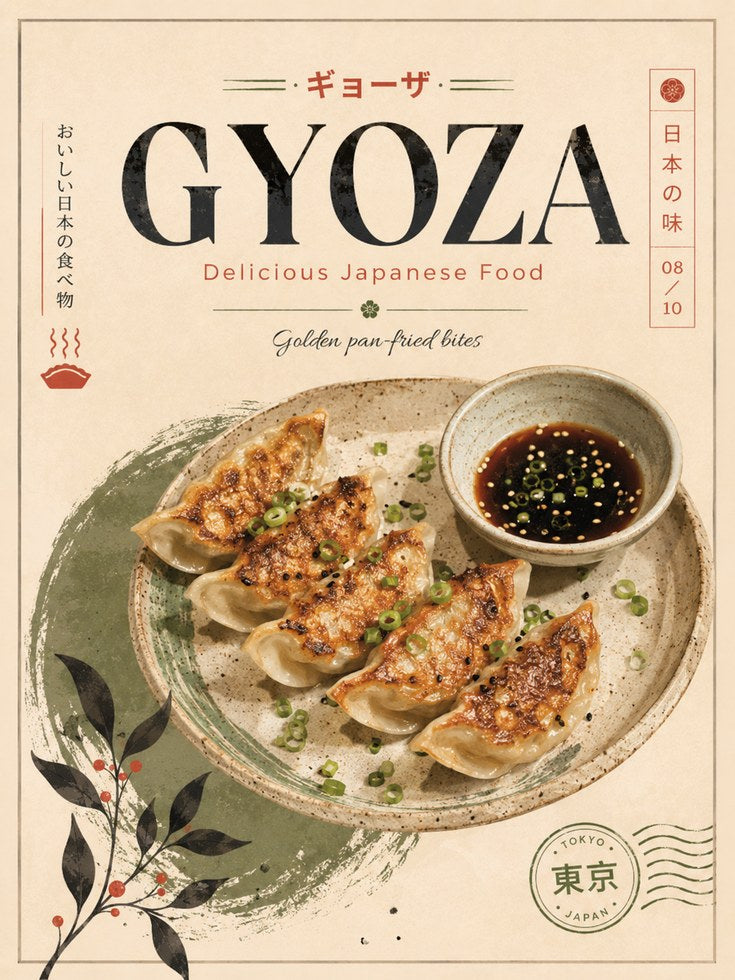 Gyoza Japanese Food Print - artwork on paper
