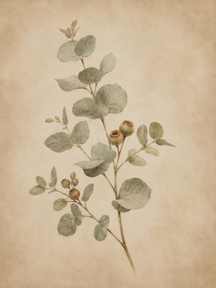 Eucalyptus Botanical Print — Soft Watercolor Branches - artwork on paper