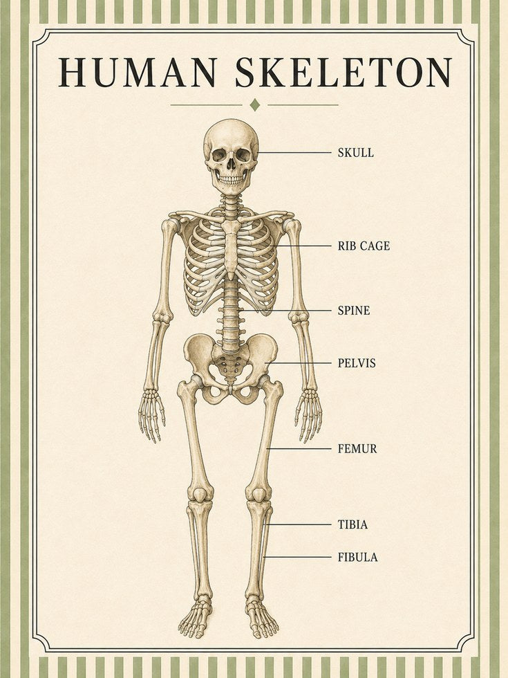 Human Skeleton Poster – Anatomy Wall Art - artwork on paper