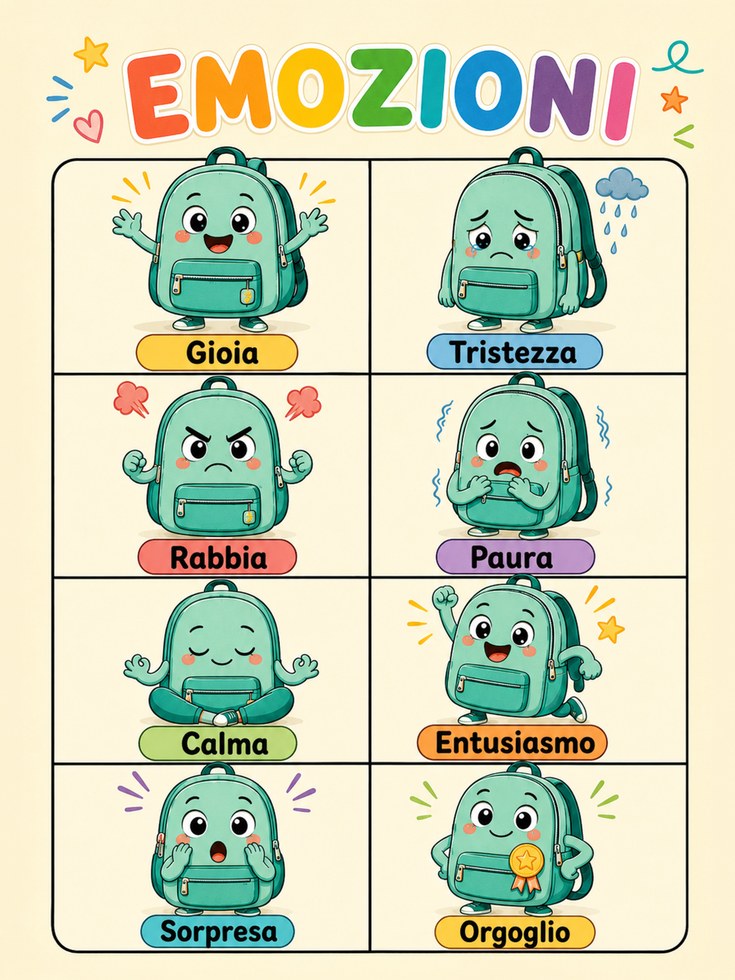 Italian Emotions Chart Print: Playful Kids Poster for Classroom & - artwork on paper