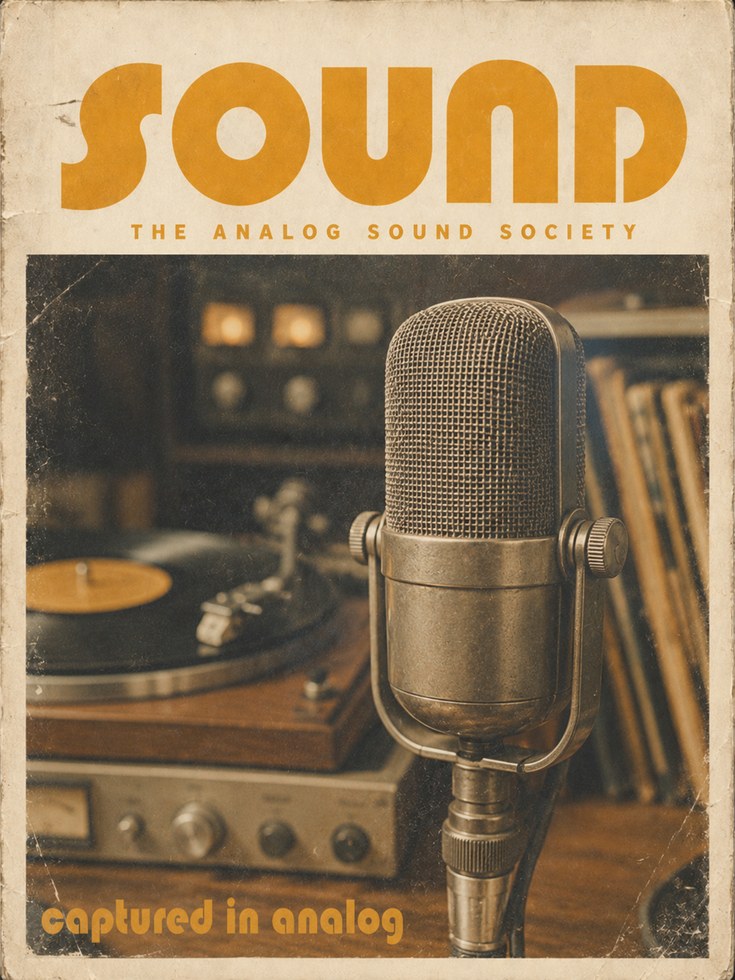 Vintage Microphone Poster — Retro Analog Sound Society Print - artwork on paper