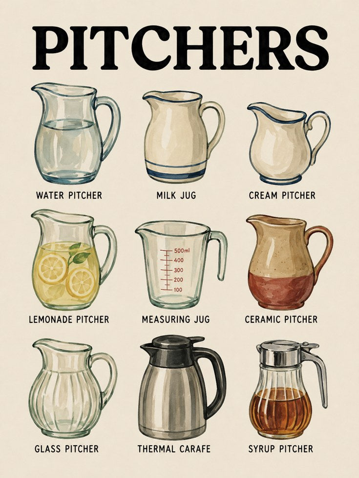 Pitchers Guide Art Print — Kitchen Educational Chart - artwork on paper