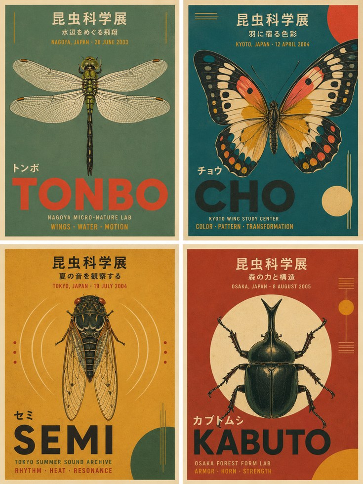 Japanese Insect Poster – Vintage Science Print - artwork on paper