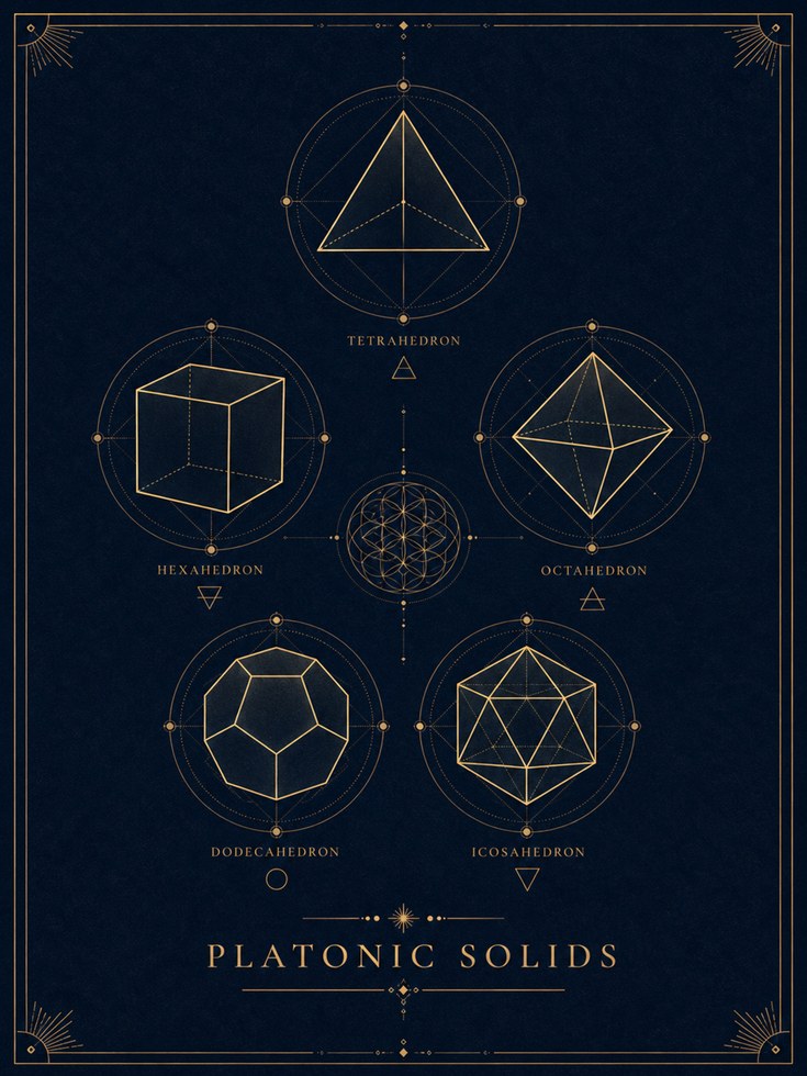 Geometry Art Print: Platonic Solids Design - artwork on paper