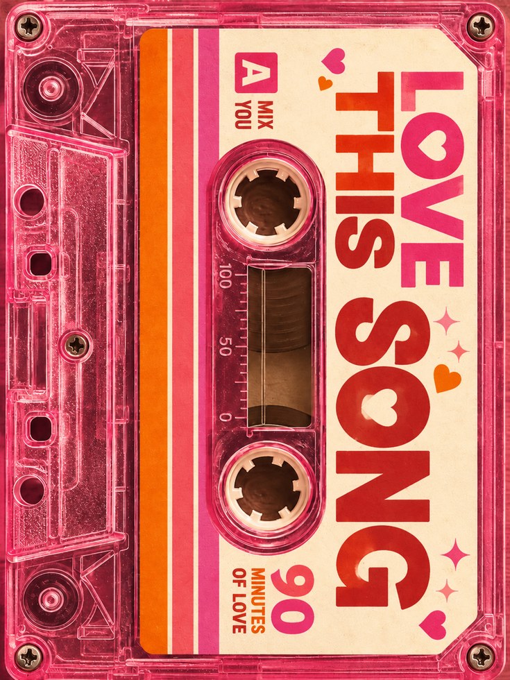 Retro Cassette Tape Print: Pink 90s Nostalgia Music Wall Art - artwork on paper