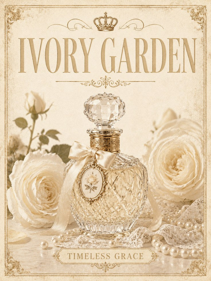 Vintage Perfume Bottle Print — Ivory Garden French Elegance - artwork on paper