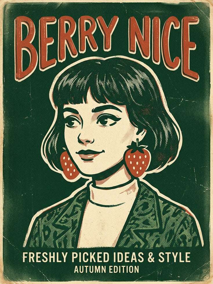 Berry Nice Retro Poster: Vintage Magazine Cover Art Print - artwork on paper