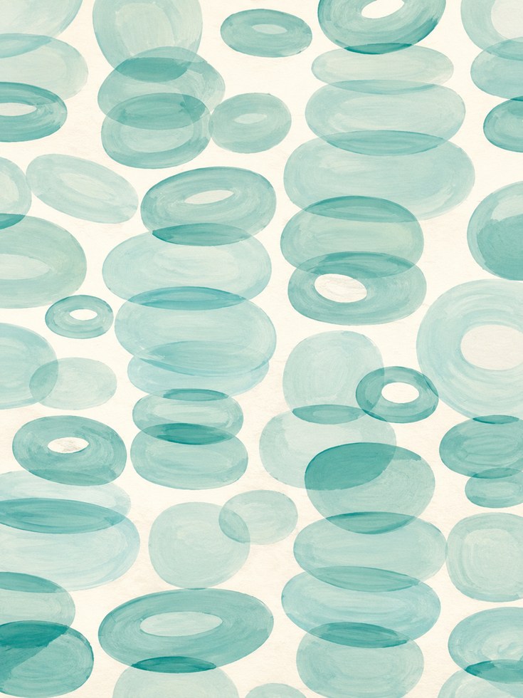 Abstract Circle Wall Art – Teal Geometric Print - artwork on paper