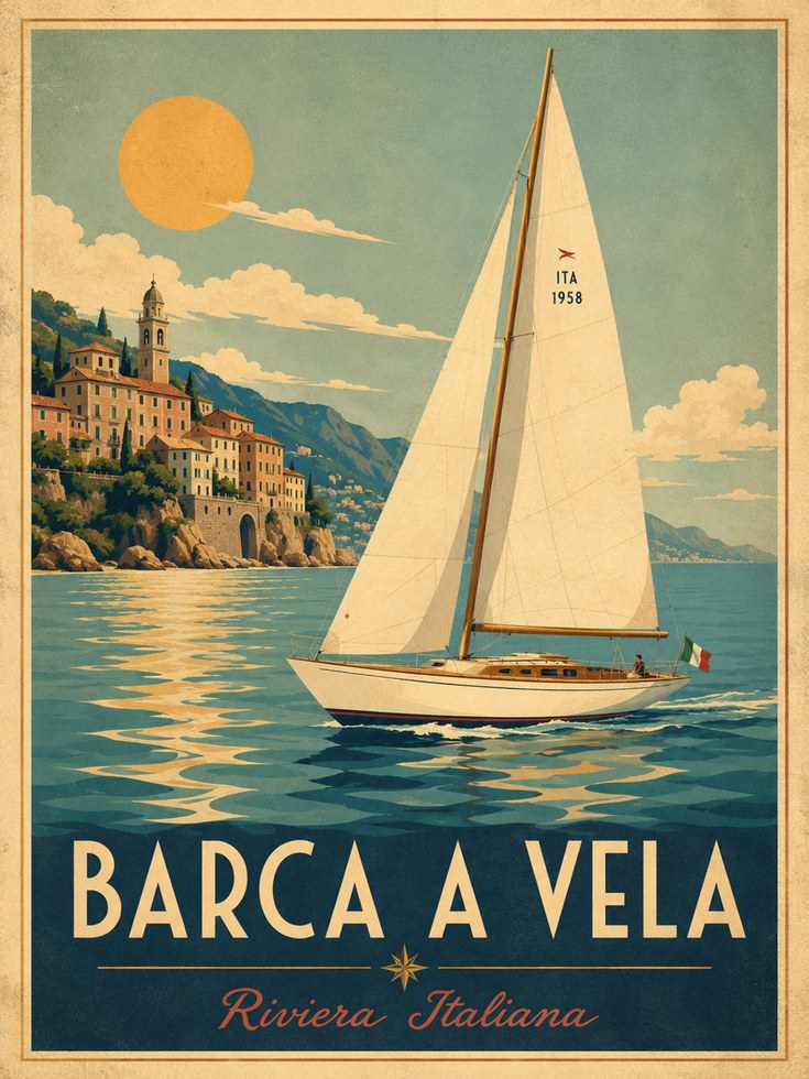 Italian Riviera Poster – Vintage Travel Print - artwork on paper