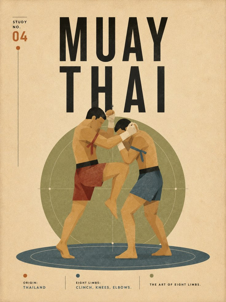 Muay Thai Vintage Poster: Retro Martial Arts Wall Art - artwork on paper