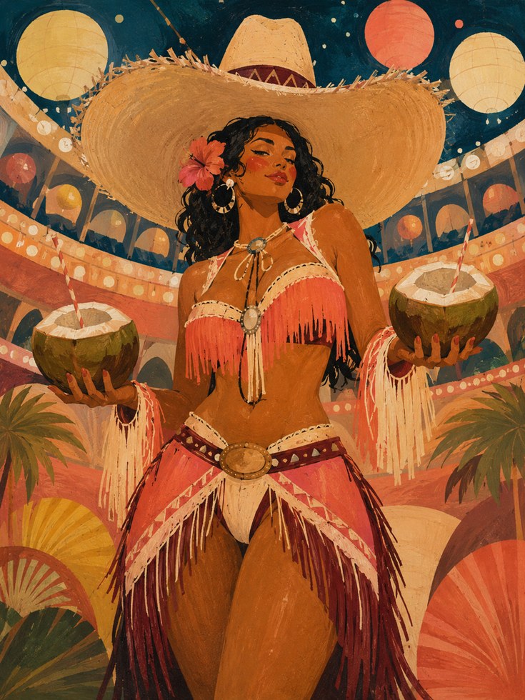 Mexican Fiesta Wall Art – Folk Art Woman Print - artwork on paper