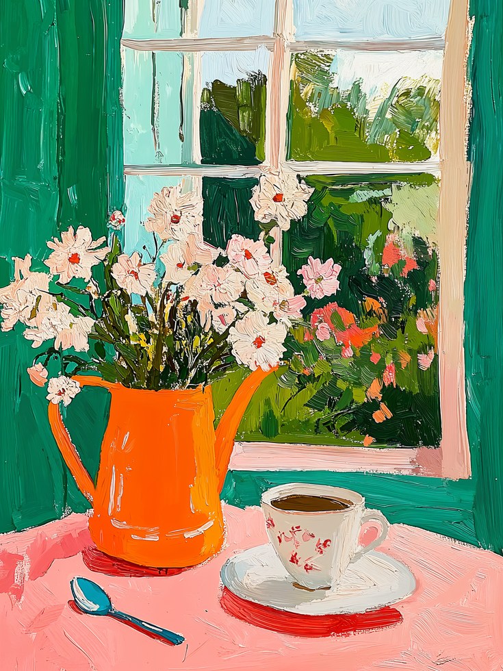 Window with Flowers Print - artwork on paper