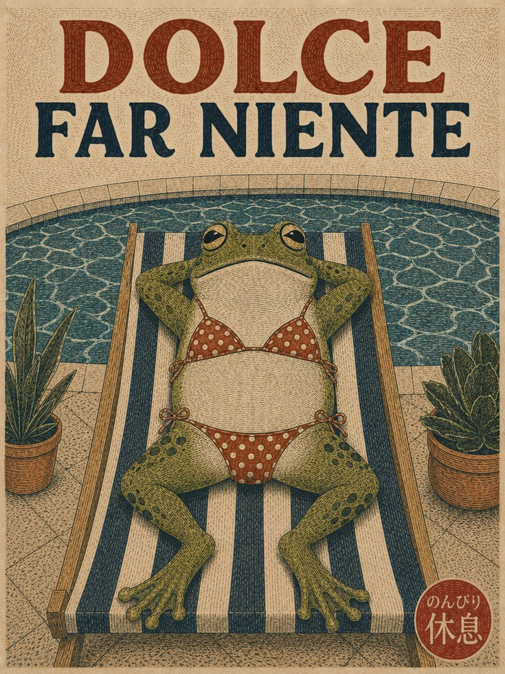 Frog Pool Art – Dolce Far Niente Poster - artwork on paper