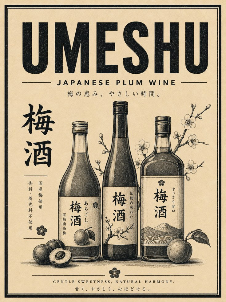Vintage Umeshu Plum Wine Print - artwork on paper