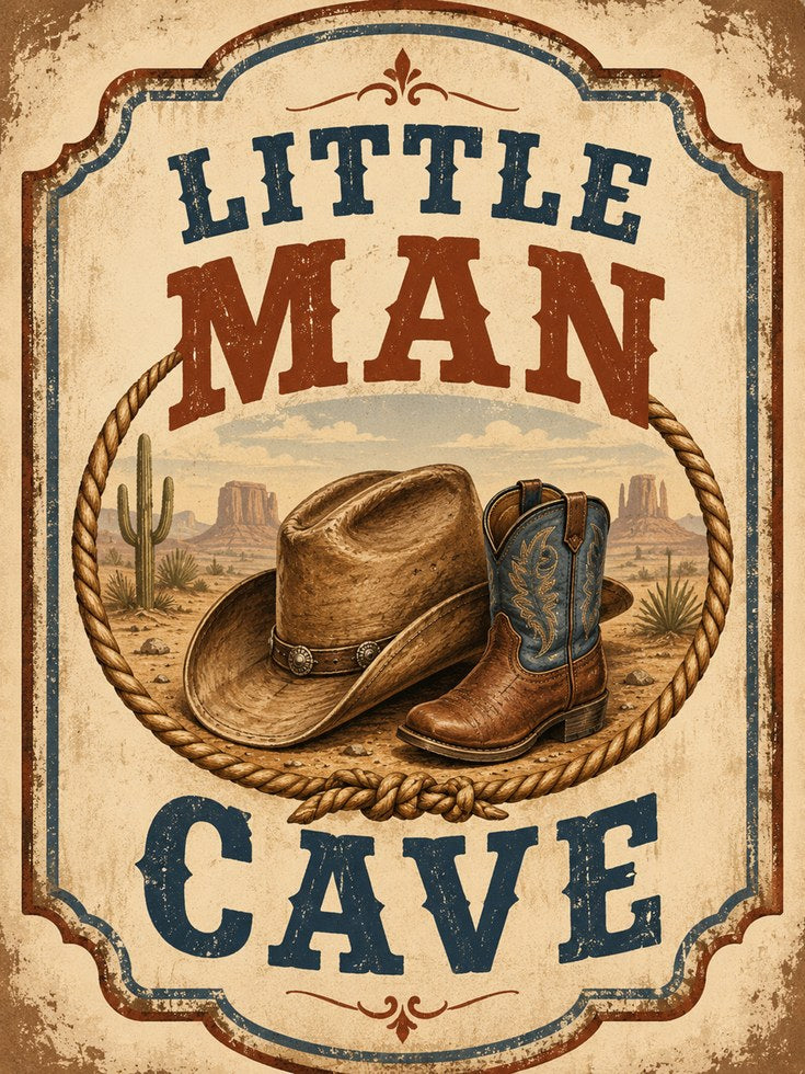 Western Nursery Wall Art – Little Man Cave Print - artwork on paper