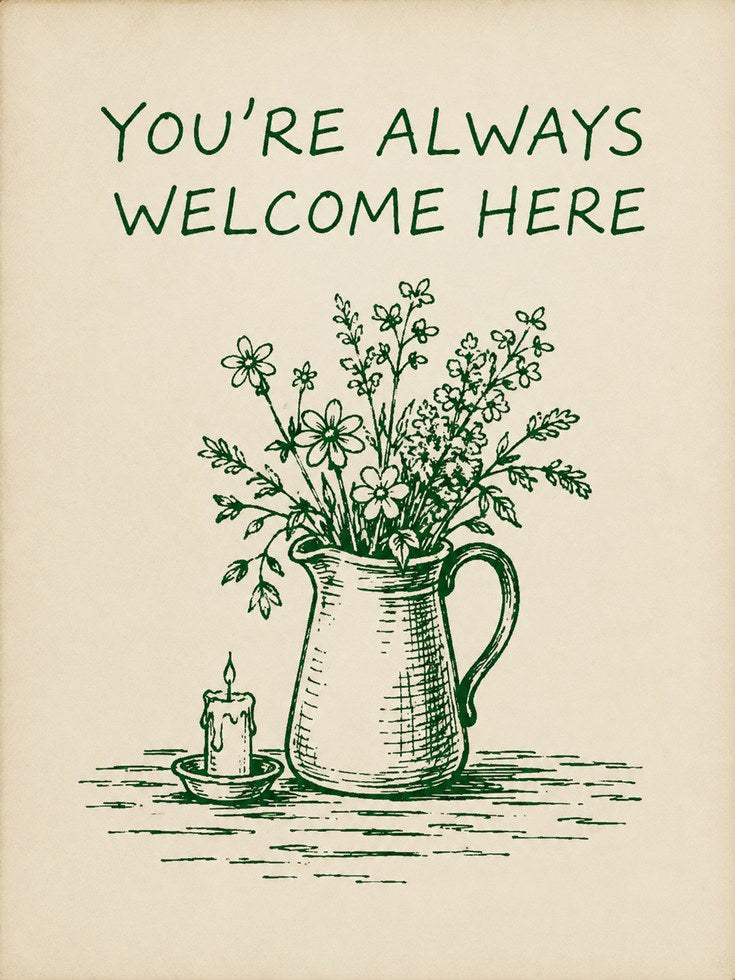 Cottagecore Floral Pitcher Print - artwork on paper