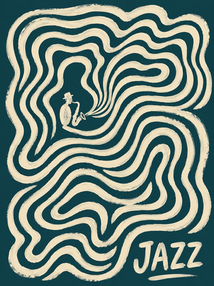Jazz Poster – Retro Music Wall Art - artwork on paper