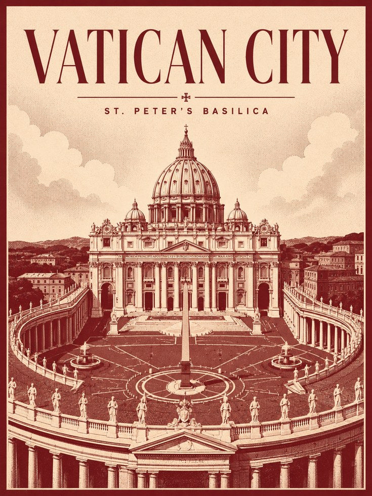Vatican City Poster – Rome Travel Print - artwork on paper
