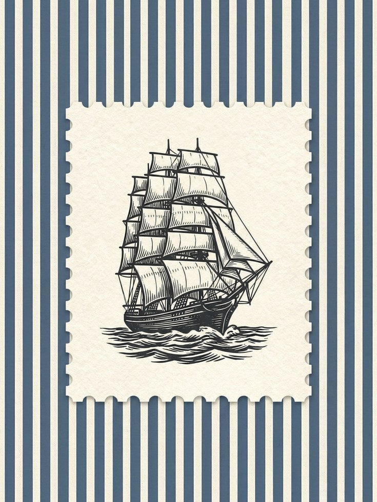 Nautical Vintage Sailing Ship Print - artwork on paper