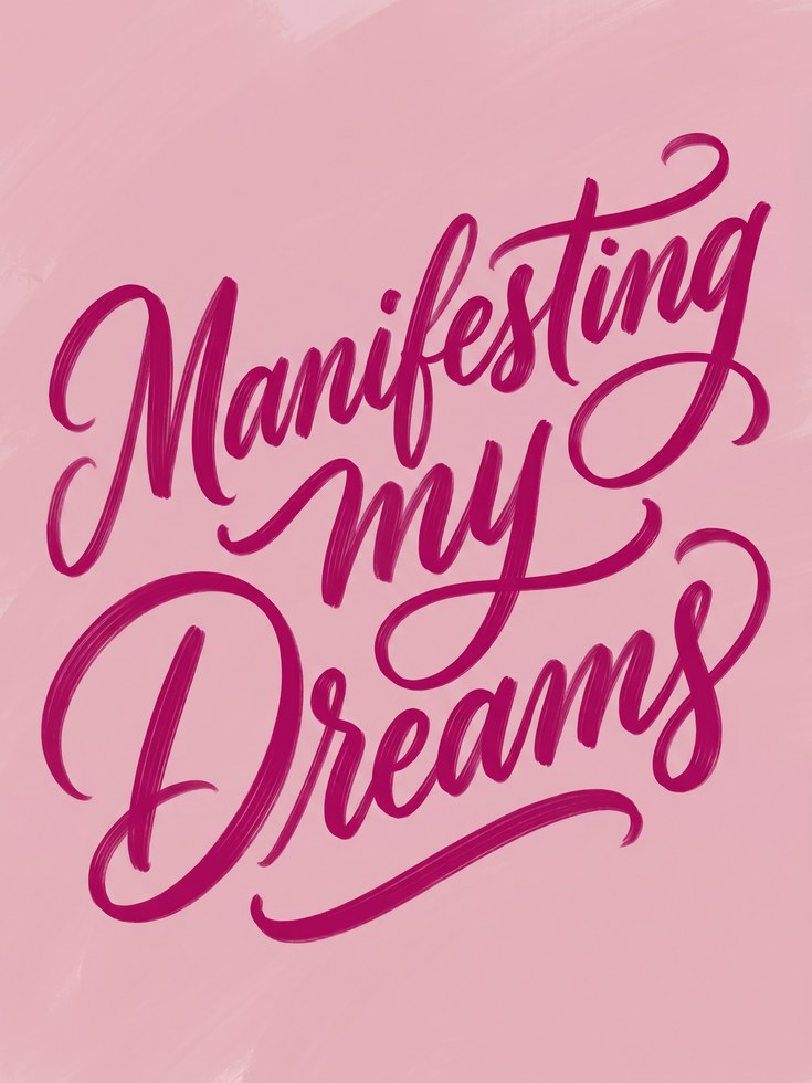 Motivational Quote Print: Manifesting My Dreams (Pink - artwork on paper