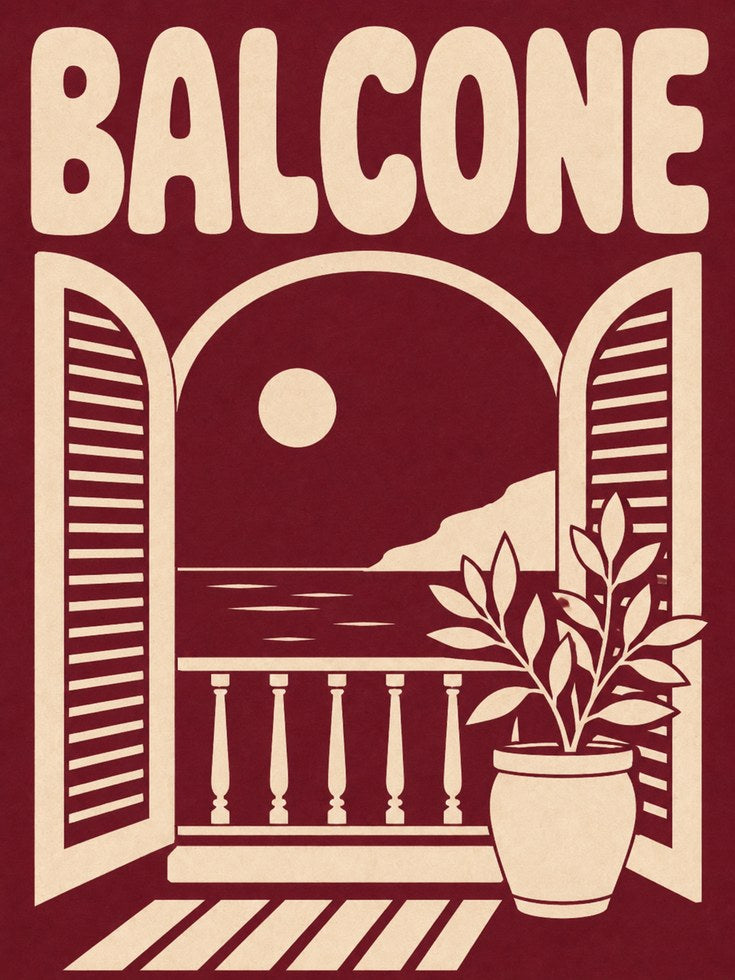 Mediterranean Balcony Art Print - artwork on paper
