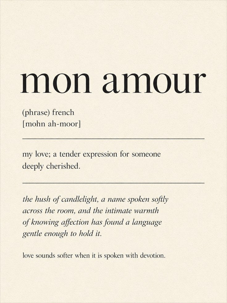 Mon Amour Print: French Love Quote Typography (Minimalist Wall Art) - artwork on paper