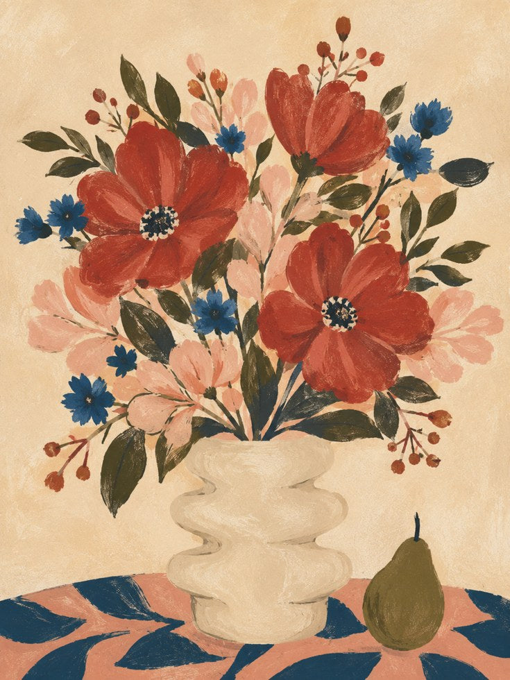 Folk Art Floral Print - artwork on paper