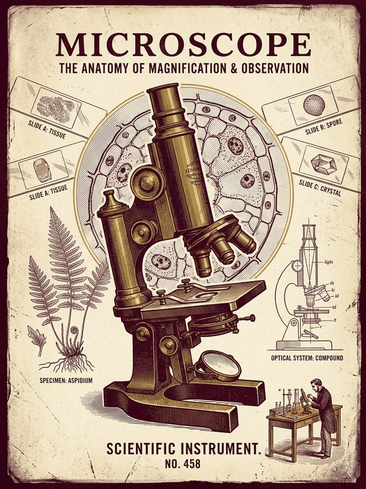 Vintage Microscope Poster: Scientific Anatomy Illustration - artwork on paper