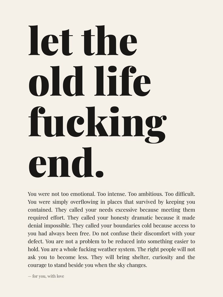 Let The Old Life End Typography Print: Bold Motivational Wall Art - artwork on paper