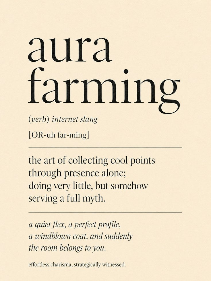 Aura Farming Definition Print: Modern Typography Wall Art - artwork on paper