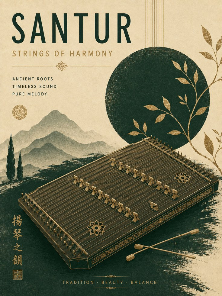 Music Poster Vintage – Santur Wall Art - artwork on paper