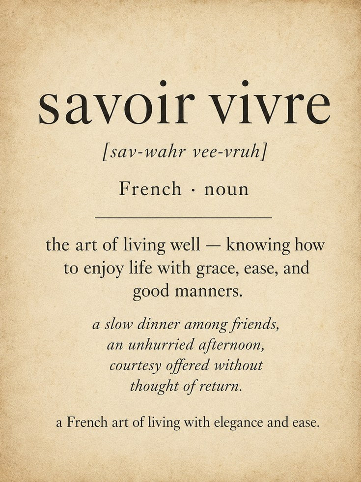 French Definition Print – Savoir Vivre Wall Art - artwork on paper