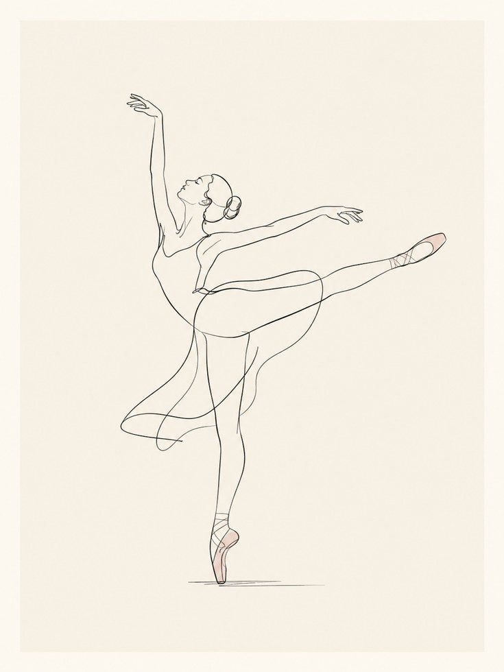 Ballet Line Drawing – Ballerina Art Print - artwork on paper