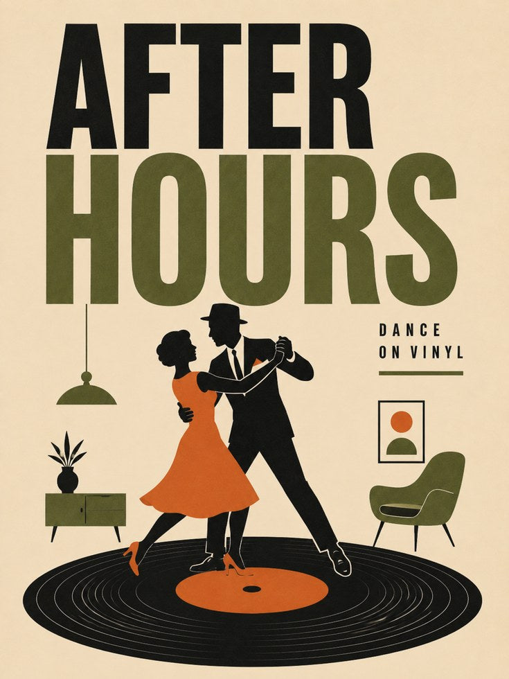 After Hours Dancing Couple Poster: Mid-Century Modern Retro Art - artwork on paper