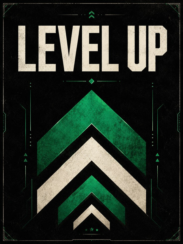 Gaming Typography Print – Level Up - artwork on paper
