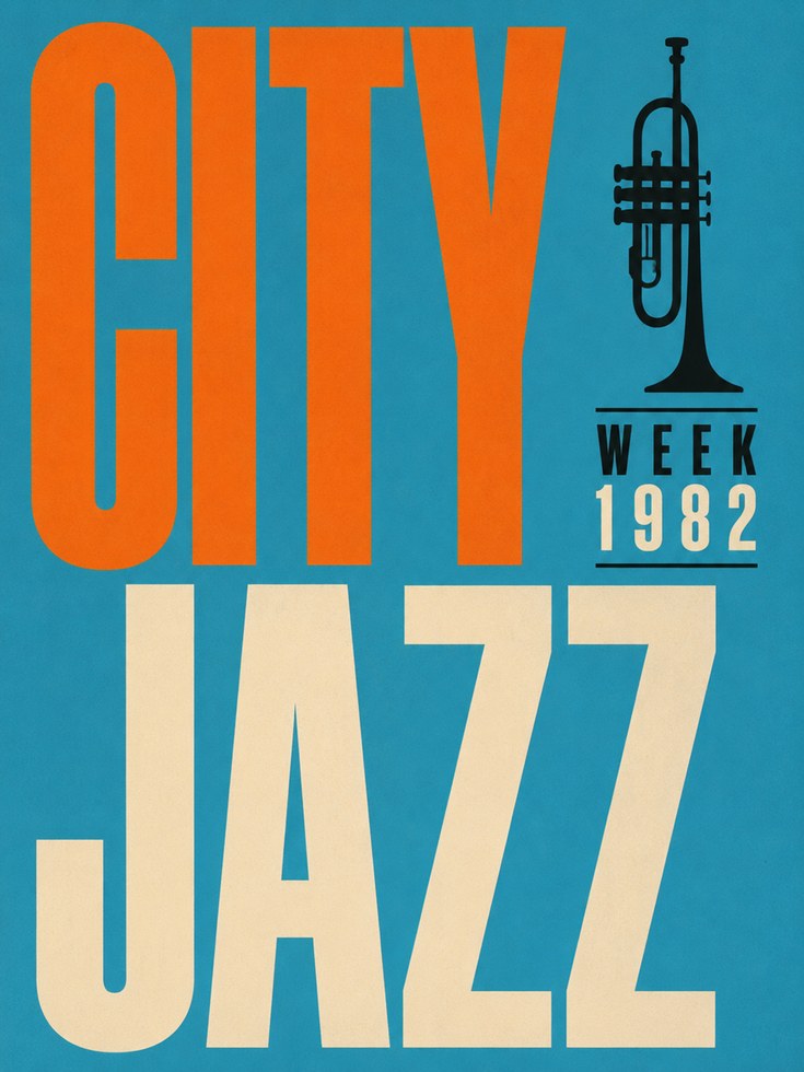 Jazz Festival Poster: Retro City Design - artwork on paper