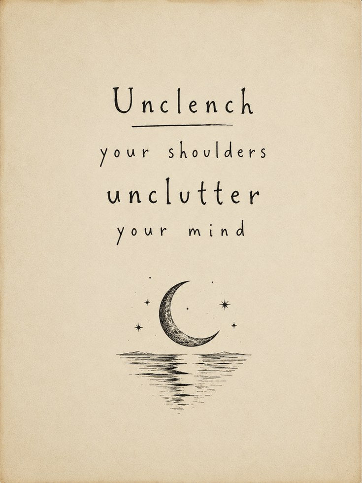 Relaxing Moon Typography Print: Mindfulness and Meditation Decor - artwork on paper