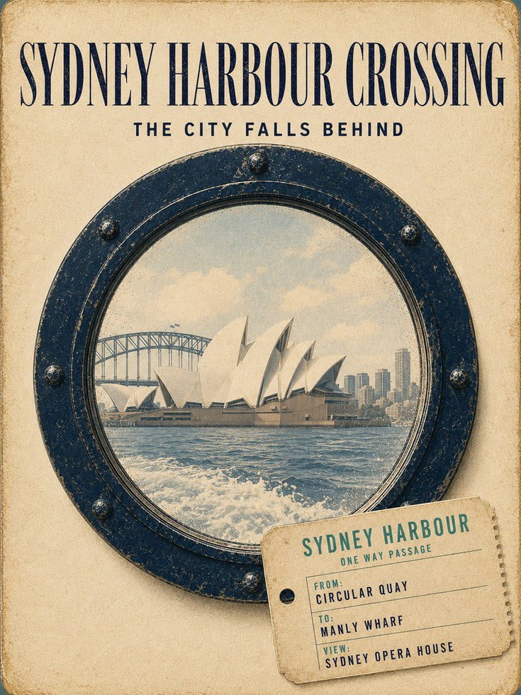 Sydney Harbour Crossing Vintage Travel Poster - artwork on paper
