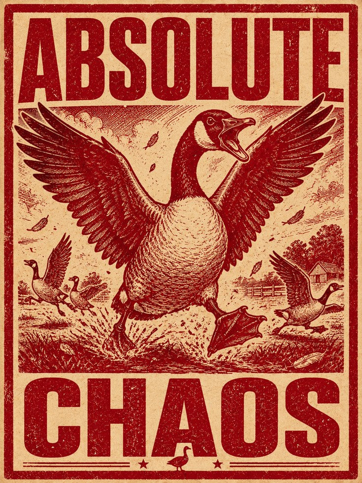 Retro Goose Propaganda Print - artwork on paper