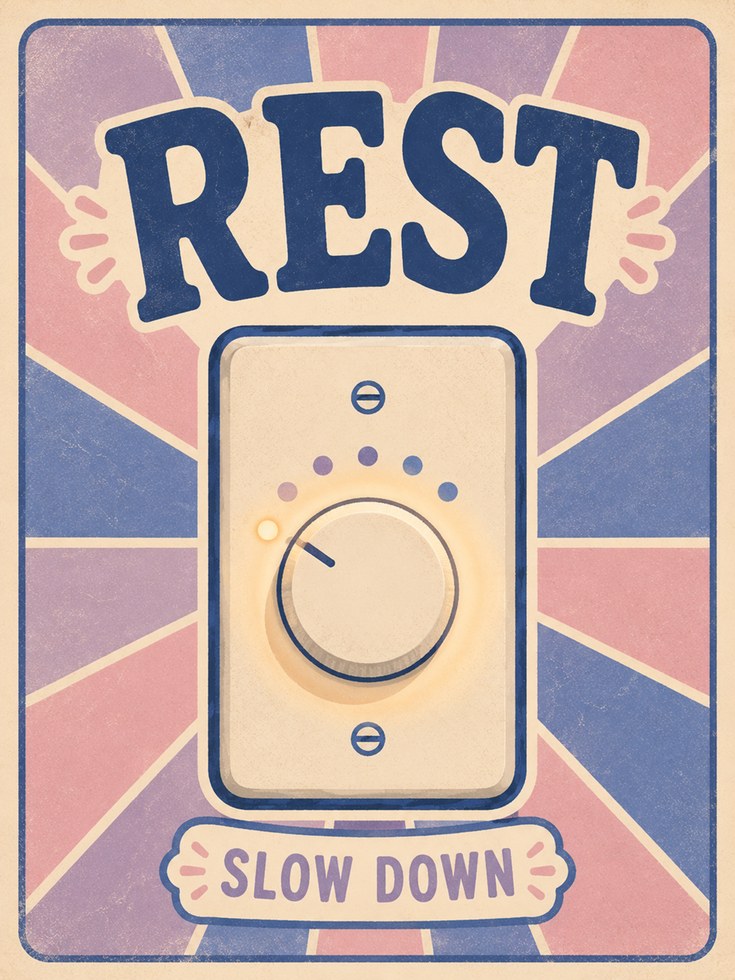 Rest Wall Art – Slow Down Reminder Print - artwork on paper