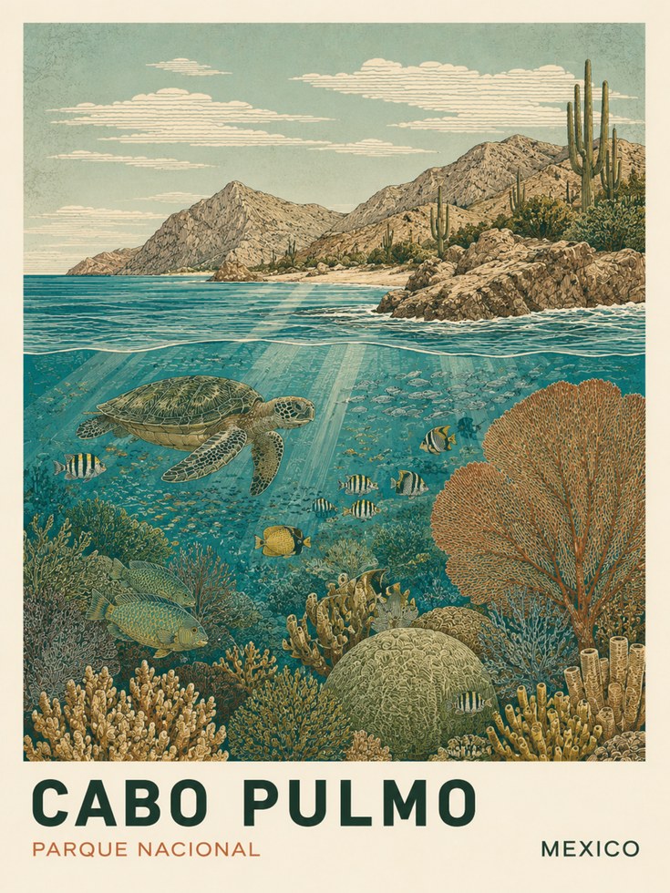 Cabo Pulmo Poster – Mexico Travel Print - artwork on paper