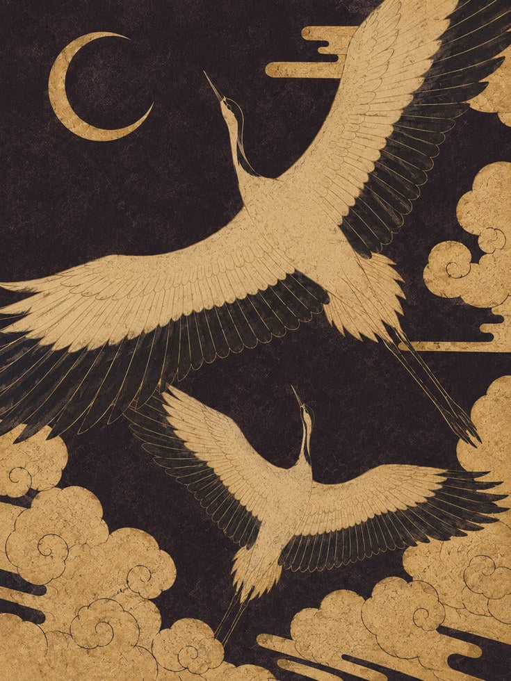 Japanese Crane Wall Art - artwork on paper